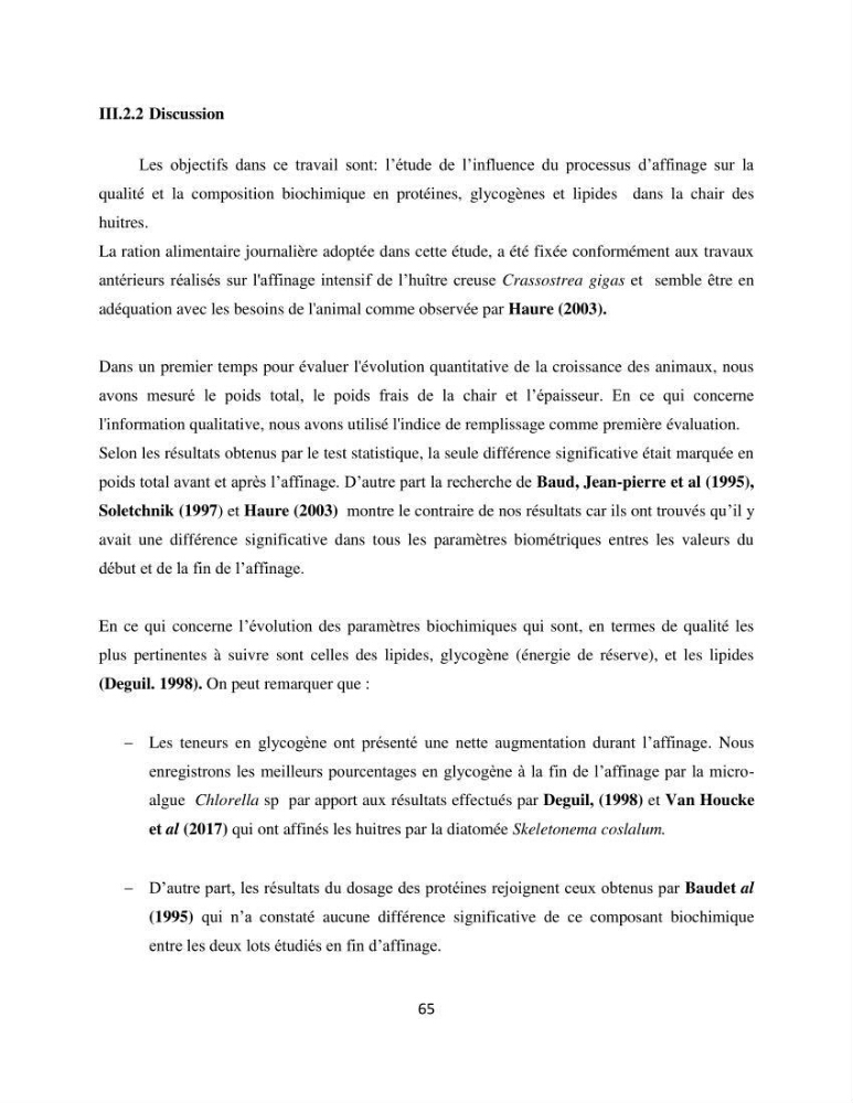 Suivi d’un élevage ostréicole Affinage des huîtres creuses Crassostrea gigas en présence de Chlorella sp.