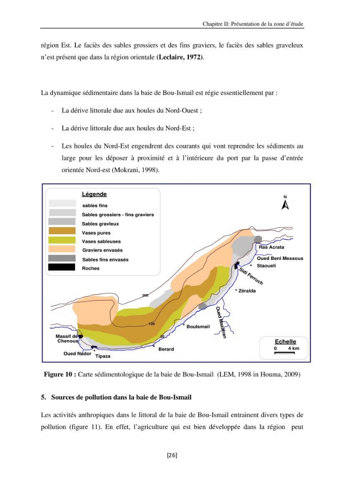 Etude de la répartition de la radioactivité naturelle, et de la minéralogie dans les carottes de sédiments, dans la baie de Bou-Ismail