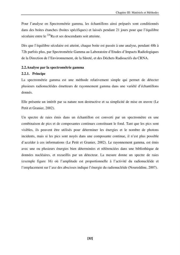 Etude de la répartition de la radioactivité naturelle, et de la minéralogie dans les carottes de sédiments, dans la baie de Bou-Ismail