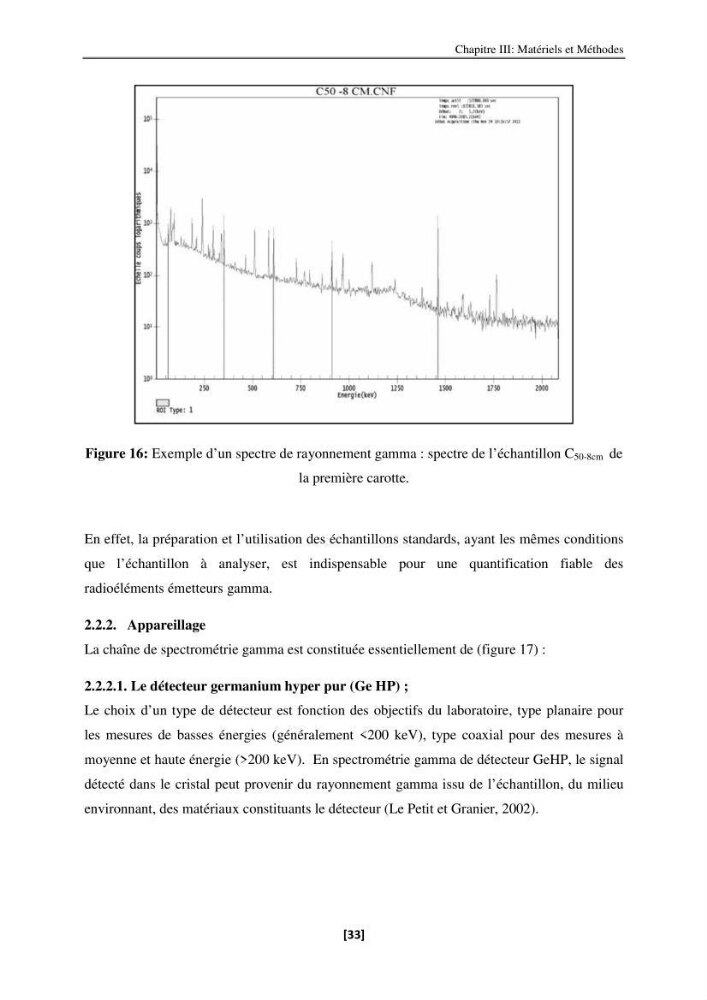 Etude de la répartition de la radioactivité naturelle, et de la minéralogie dans les carottes de sédiments, dans la baie de Bou-Ismail