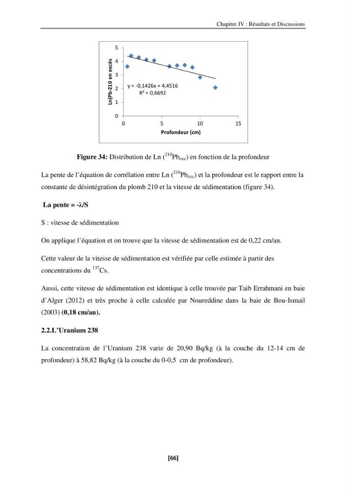 Etude de la répartition de la radioactivité naturelle, et de la minéralogie dans les carottes de sédiments, dans la baie de Bou-Ismail