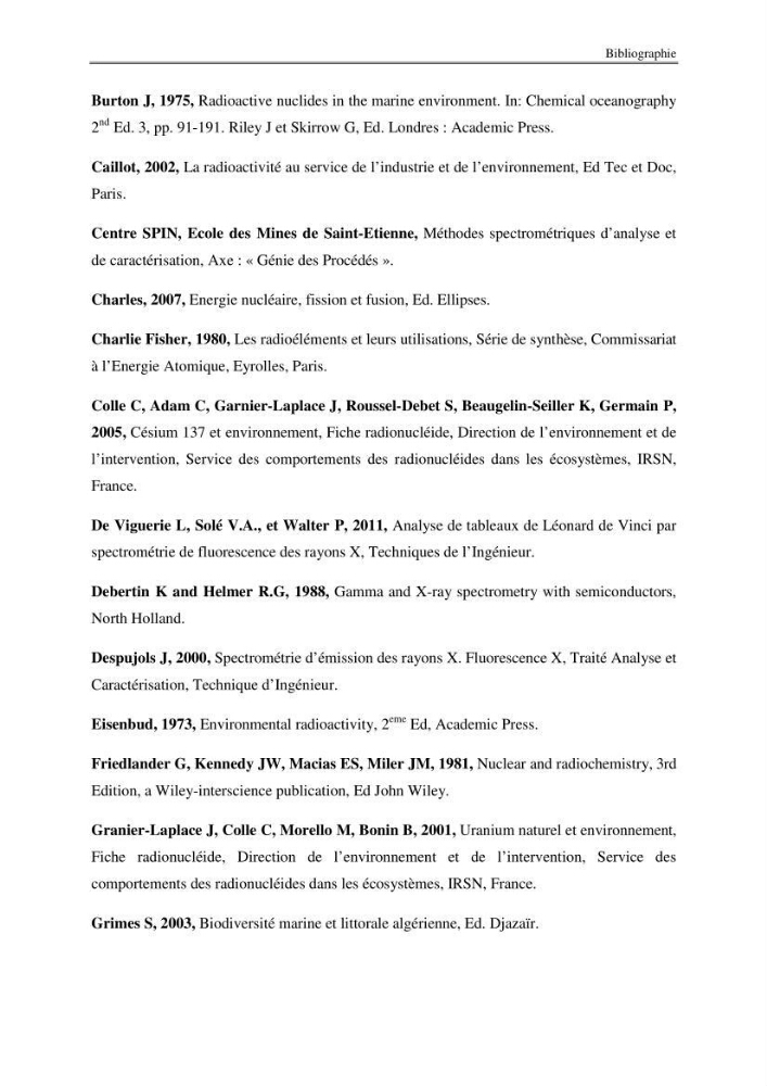 Etude de la répartition de la radioactivité naturelle, et de la minéralogie dans les carottes de sédiments, dans la baie de Bou-Ismail