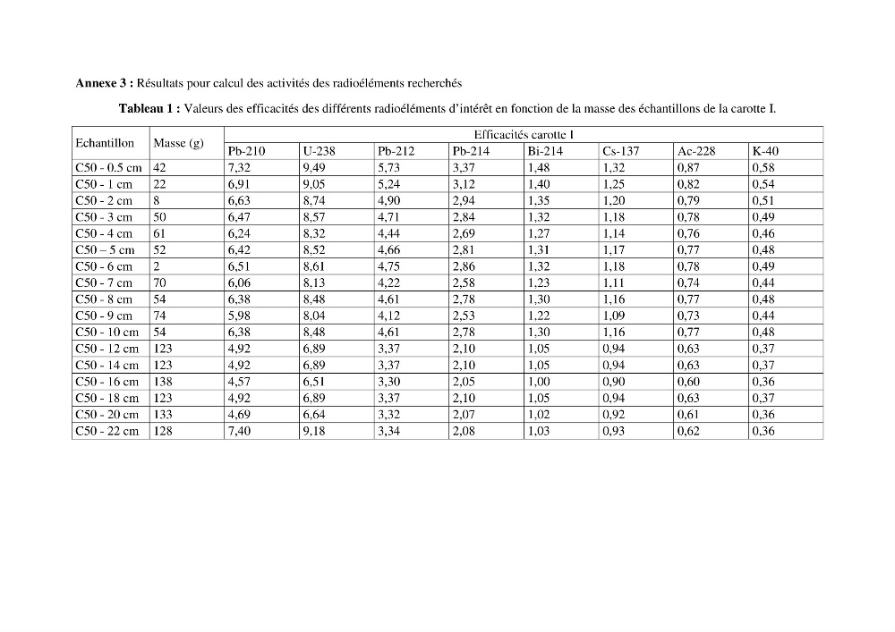 Etude de la répartition de la radioactivité naturelle, et de la minéralogie dans les carottes de sédiments, dans la baie de Bou-Ismail