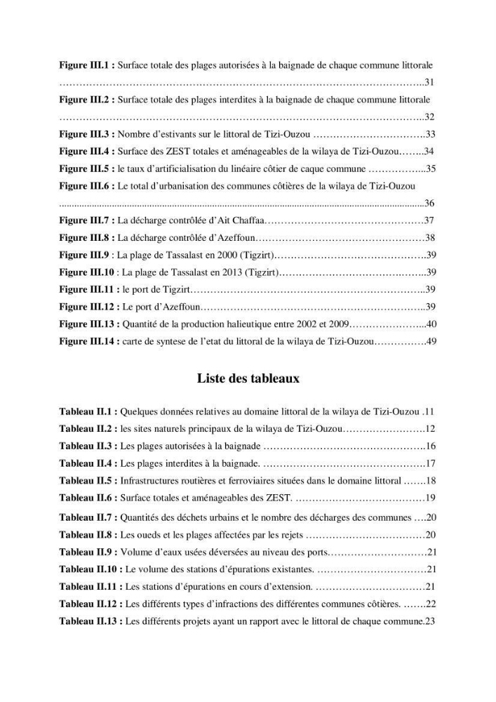 Evaluation de l\'état de mise en oeuvre de la loi 02-02 du 5 février 2002 relative à la protection et à la valorisation du littoral dans la wilaya de Tizi-Ouzou