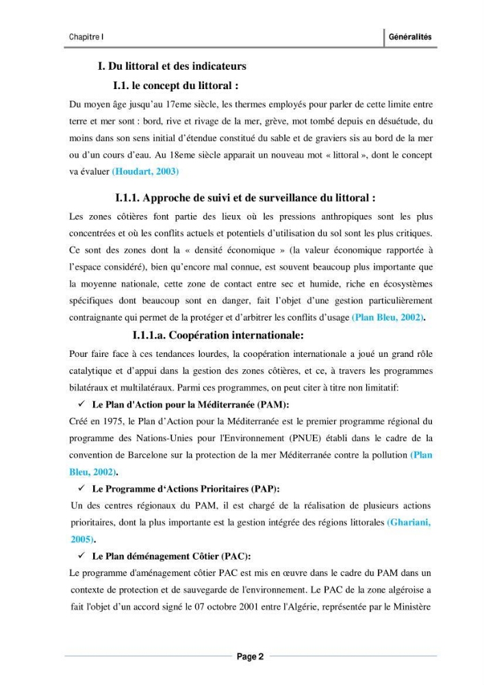 Evaluation de l\'état de mise en oeuvre de la loi 02-02 du 5 février 2002 relative à la protection et à la valorisation du littoral dans la wilaya de Tizi-Ouzou