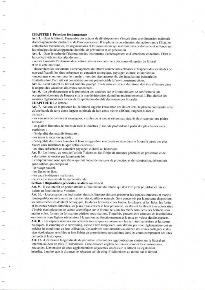 Evaluation de l\'état de mise en oeuvre de la loi 02-02 du 5 février 2002 relative à la protection et à la valorisation du littoral dans la wilaya de Tizi-Ouzou