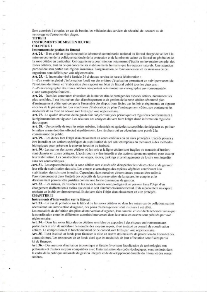 Evaluation de l\'état de mise en oeuvre de la loi 02-02 du 5 février 2002 relative à la protection et à la valorisation du littoral dans la wilaya de Tizi-Ouzou