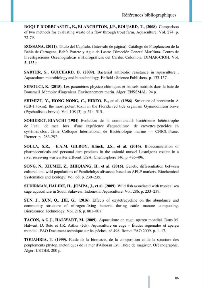 Etude d\'impact de la ferme aquacole Sarl EAM (Ain Tagourait) sur l\'environnement (Etat initial):