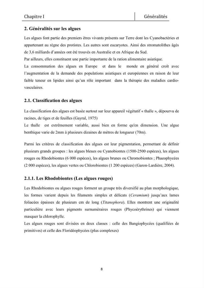 Recherche des espèces algales à intérêt aquacole dans la région de Tipaza