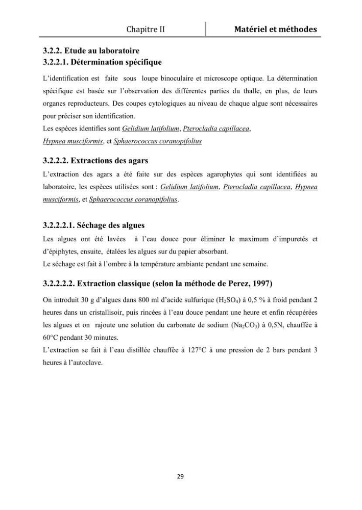 Recherche des espèces algales à intérêt aquacole dans la région de Tipaza