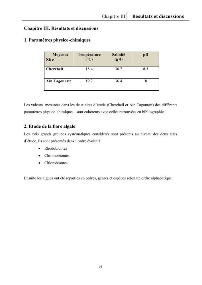Recherche des espèces algales à intérêt aquacole dans la région de Tipaza