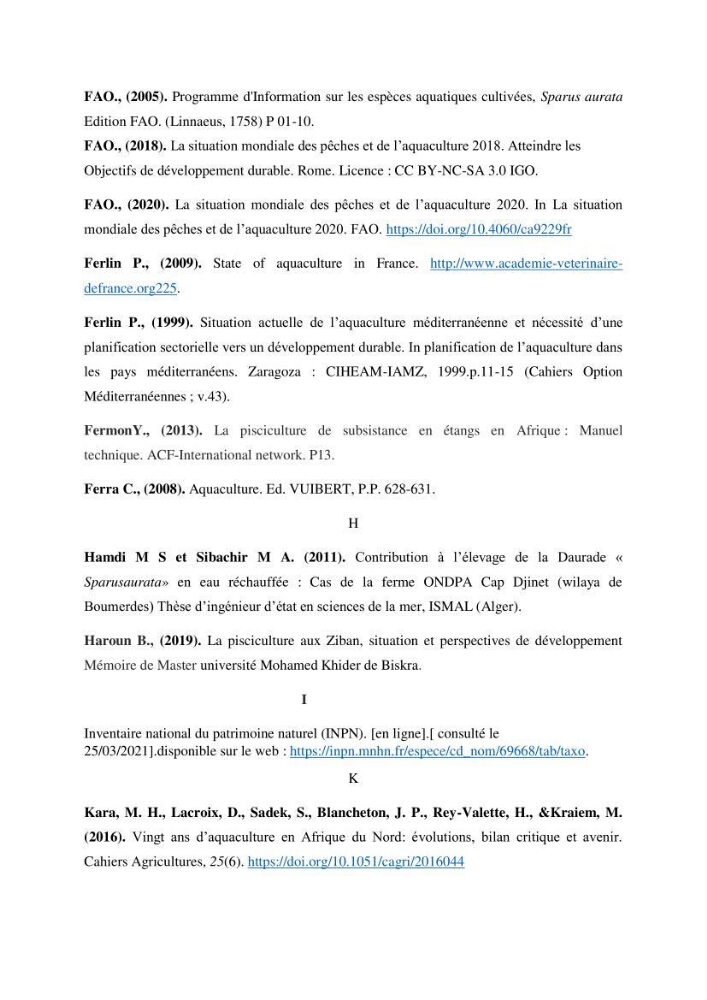 Evolution de la croissance de la daurade d’élevage au niveau de la ferme SRL AQUACAP (Beni Ksila, Béjaia):