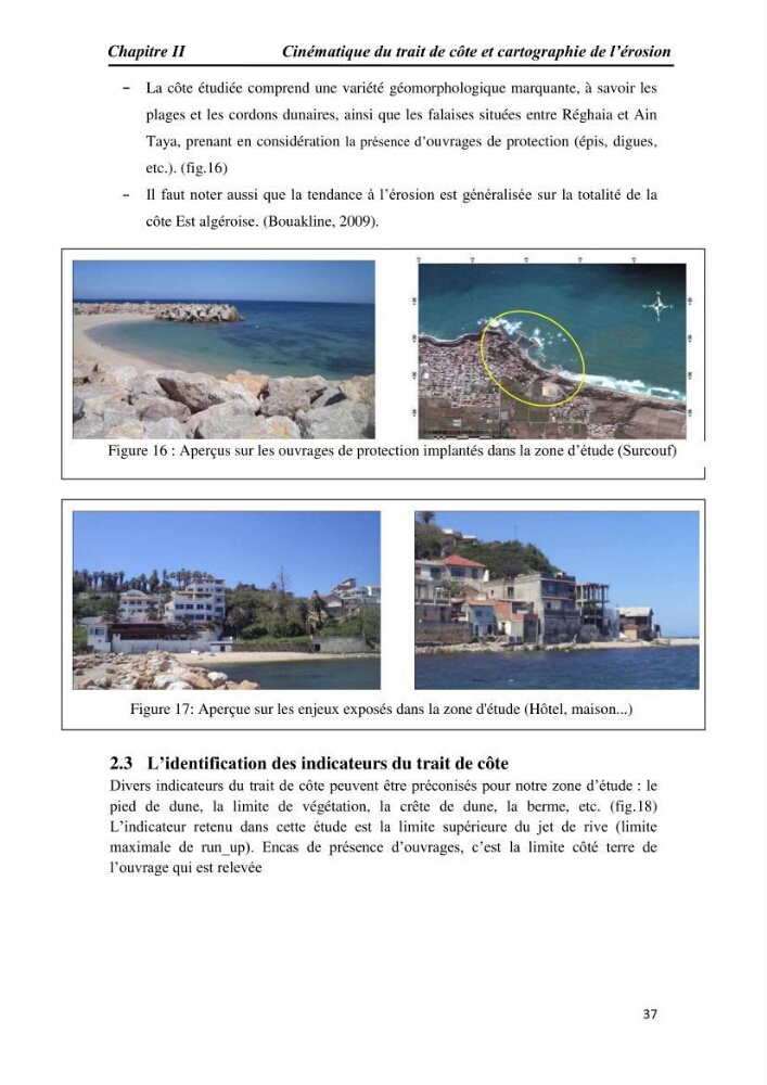 Etude et évaluation de l\'état de la vulnérabilité du système côtier de la zone Est-Algéroise
