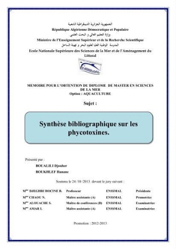 Synthèse bibliographique sur les phycotoxines Synthèse bibliographique sur les phycotoxines