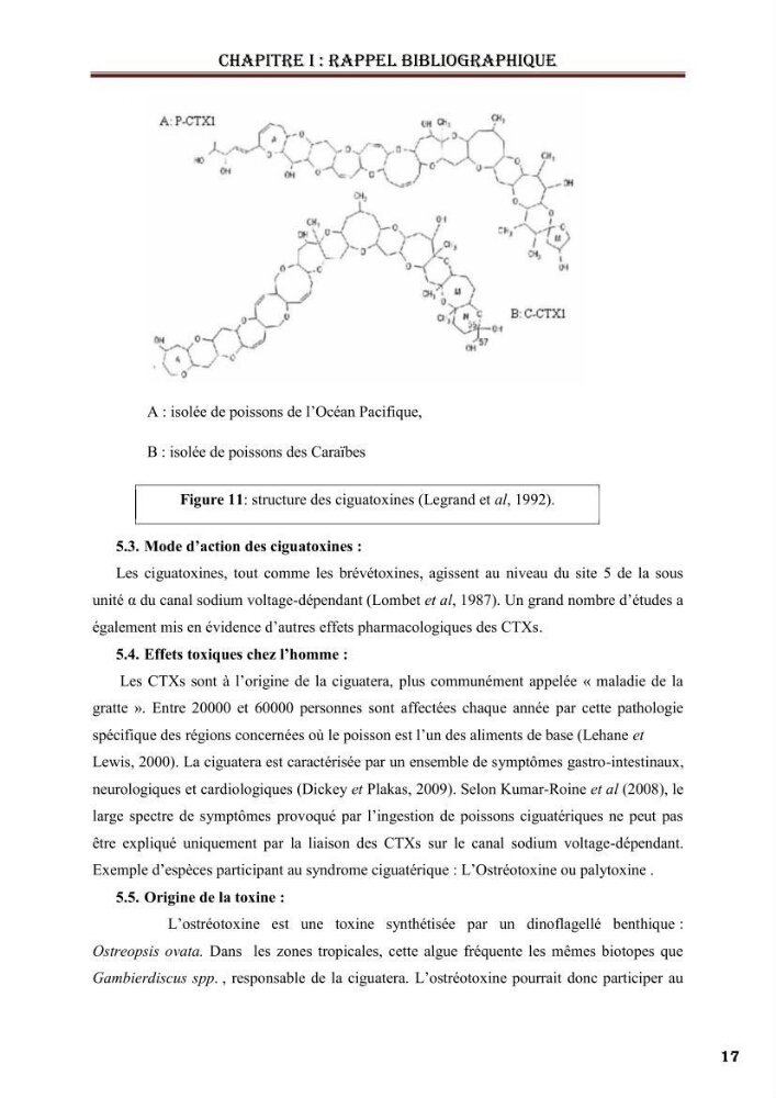 Synthèse bibliographique sur les phycotoxines