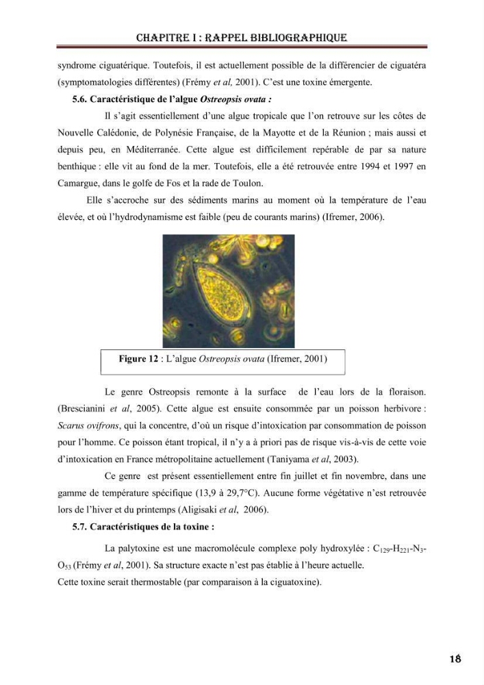 Synthèse bibliographique sur les phycotoxines