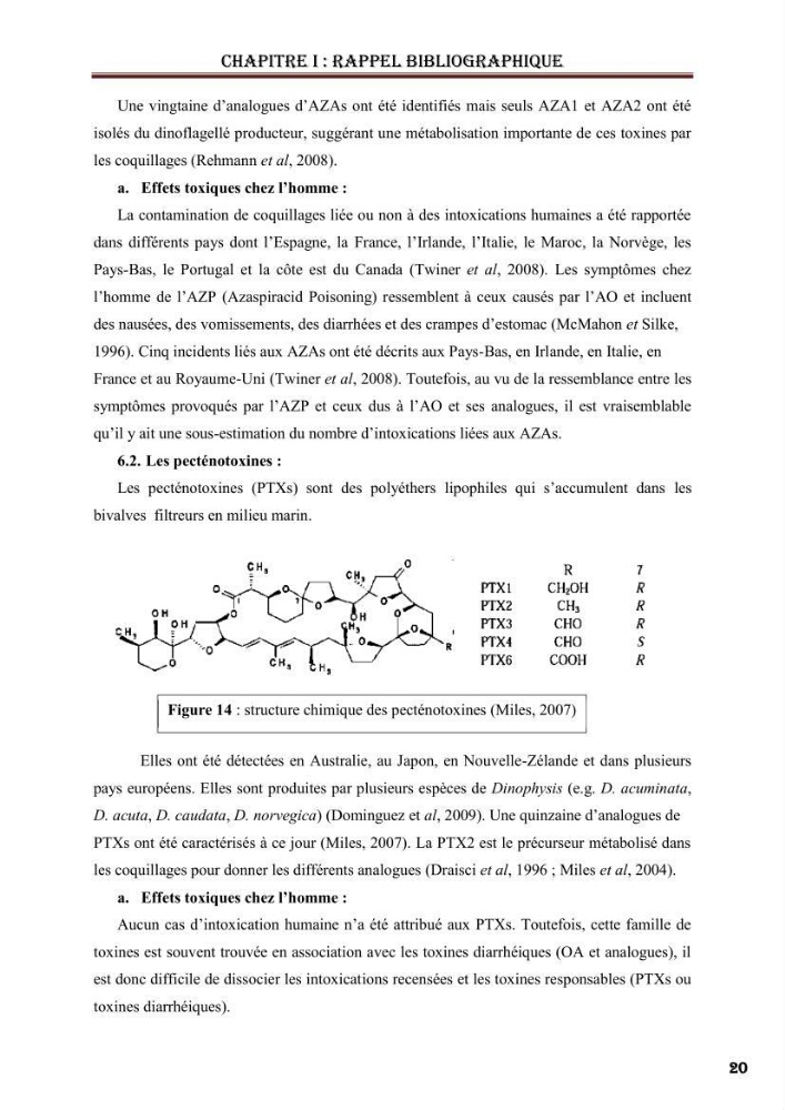 Synthèse bibliographique sur les phycotoxines