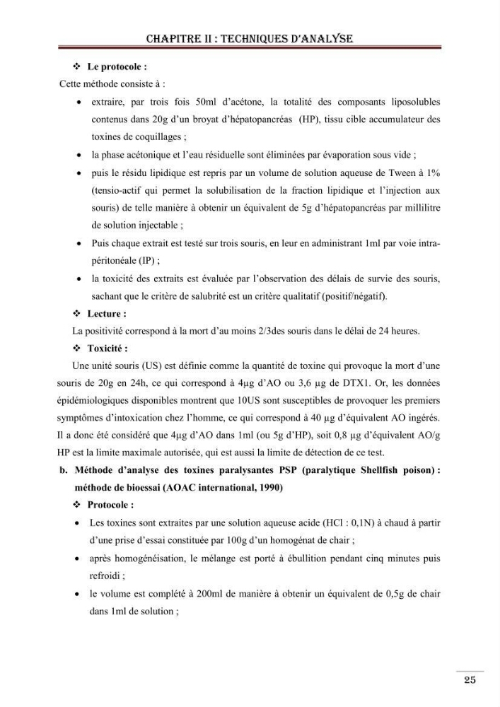 Synthèse bibliographique sur les phycotoxines