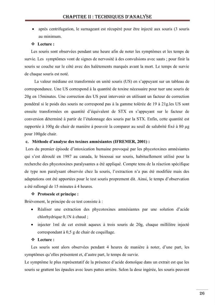 Synthèse bibliographique sur les phycotoxines
