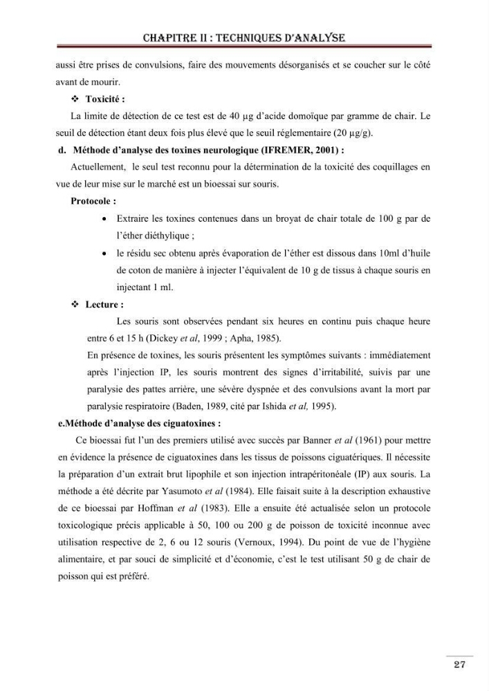 Synthèse bibliographique sur les phycotoxines