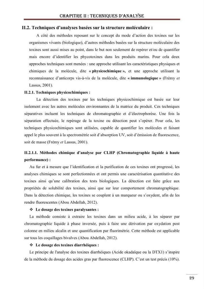 Synthèse bibliographique sur les phycotoxines