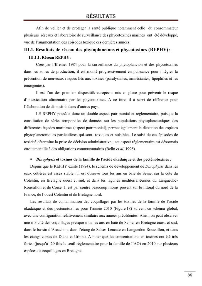 Synthèse bibliographique sur les phycotoxines
