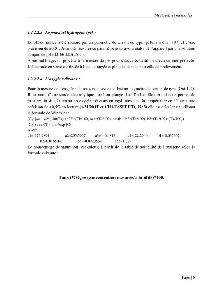 Contribution a l\'étude de la baie d\'El Djamila
