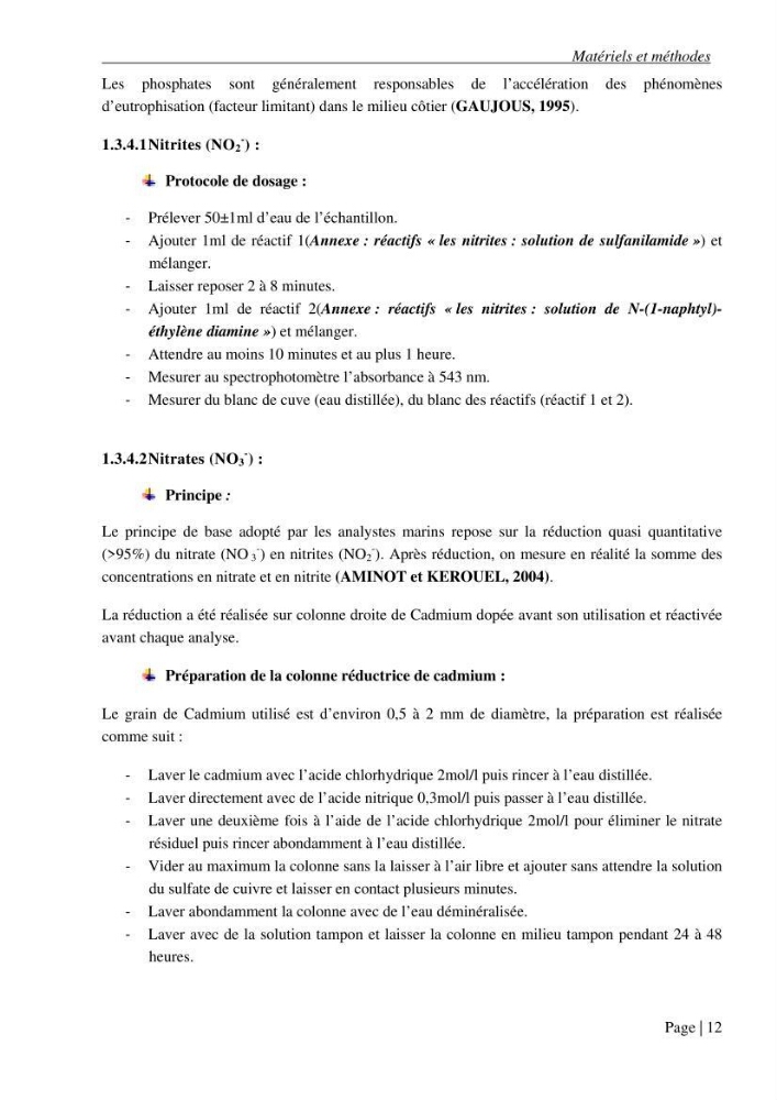 Contribution a l\'étude de la baie d\'El Djamila
