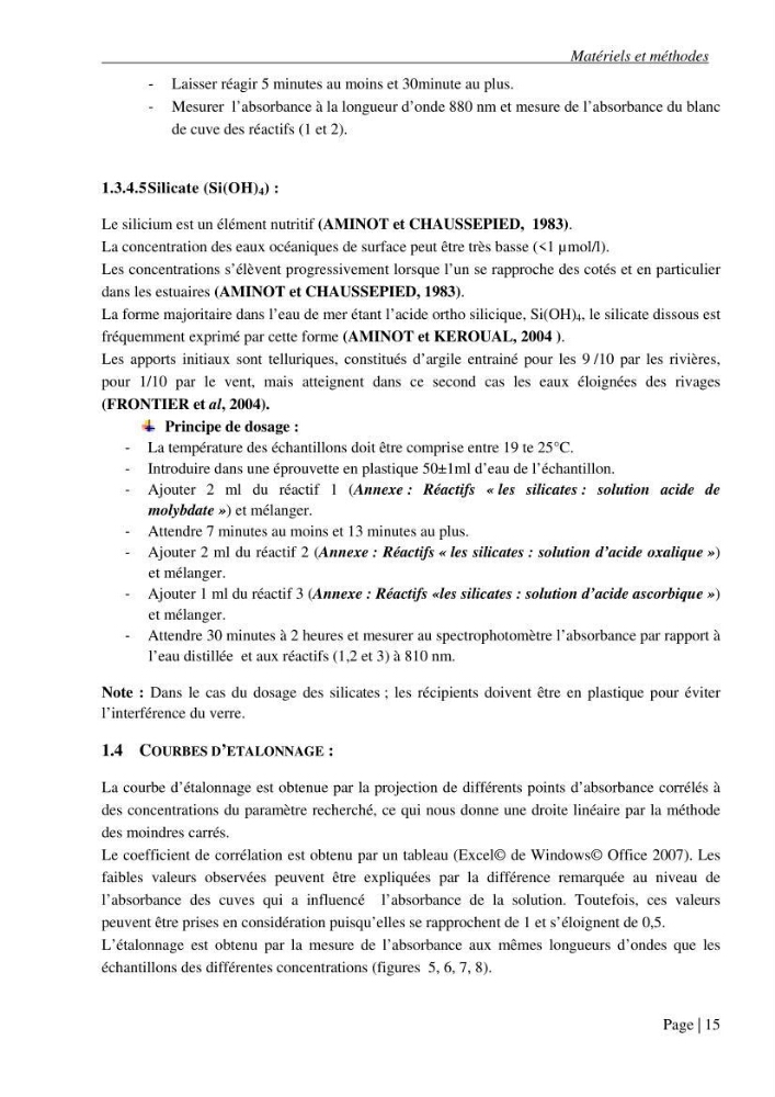 Contribution a l\'étude de la baie d\'El Djamila