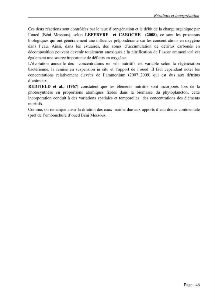 Contribution a l\'étude de la baie d\'El Djamila