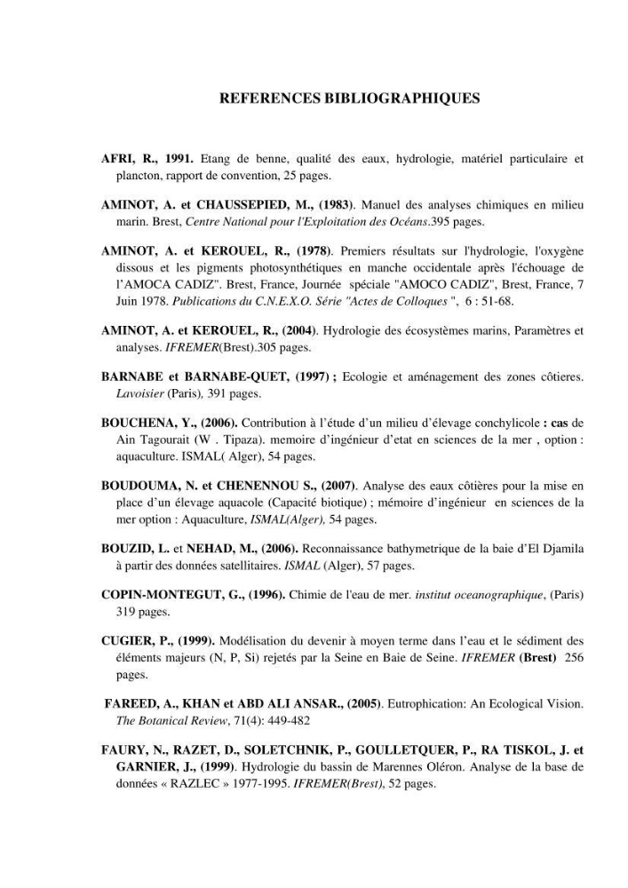 Contribution a l\'étude de la baie d\'El Djamila