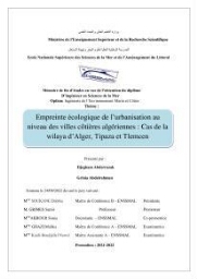 Empreinte écologique de l'urbanisation au niveau des villes côtières algeriennes: cas de la wilaya d'Alger,Tipaza et Tlemcen