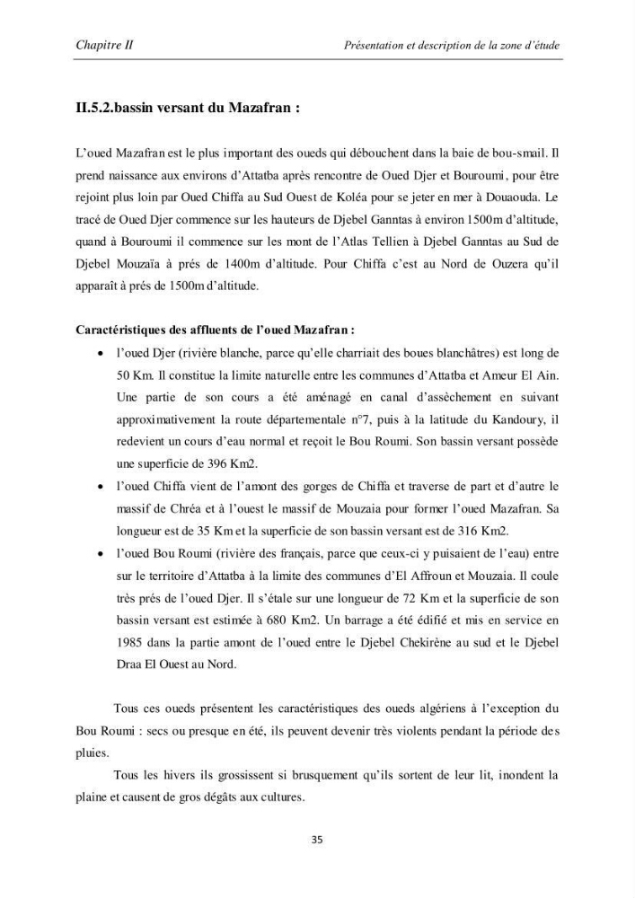 Les débits liquides et solides des cours d\'eau algériens et leur impact sur le milieu marin et littoral (bassin versant de l\'Isser et Mazafran).