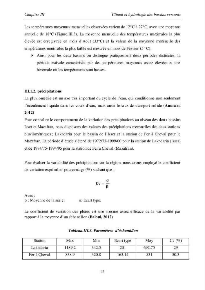 Les débits liquides et solides des cours d\'eau algériens et leur impact sur le milieu marin et littoral (bassin versant de l\'Isser et Mazafran).