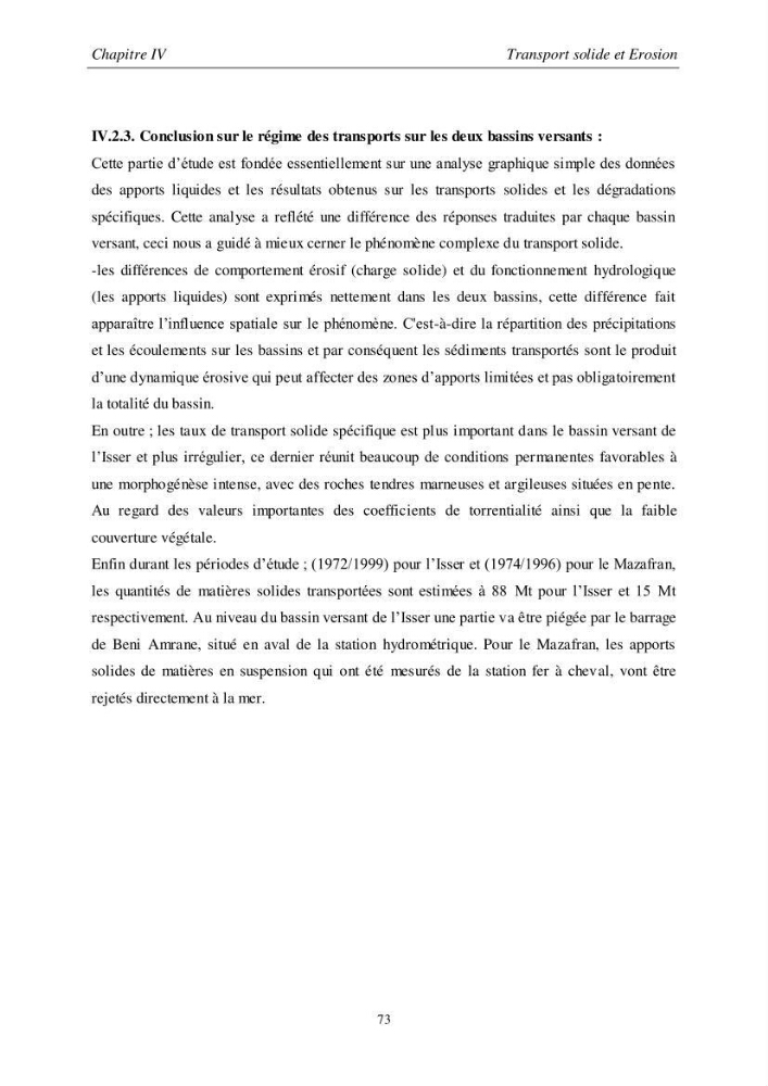 Les débits liquides et solides des cours d\'eau algériens et leur impact sur le milieu marin et littoral (bassin versant de l\'Isser et Mazafran).