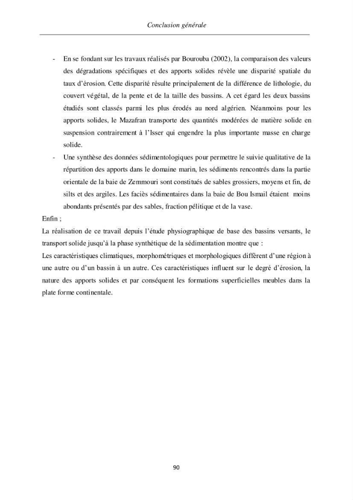 Les débits liquides et solides des cours d\'eau algériens et leur impact sur le milieu marin et littoral (bassin versant de l\'Isser et Mazafran).