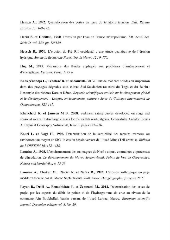 Les débits liquides et solides des cours d\'eau algériens et leur impact sur le milieu marin et littoral (bassin versant de l\'Isser et Mazafran).