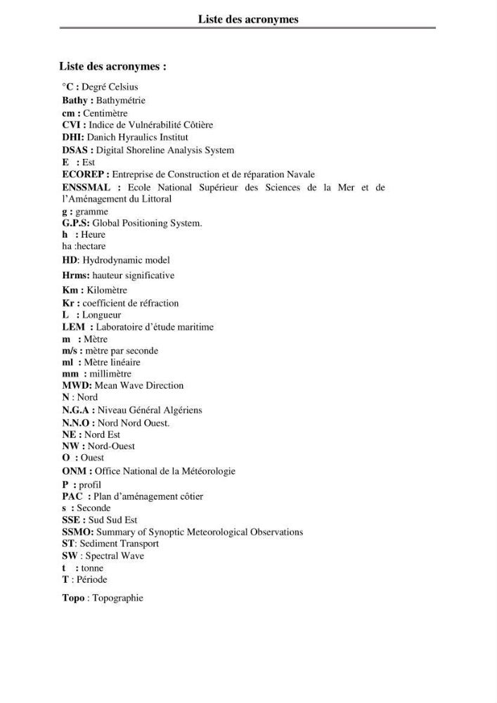 Etude hydrosédimentaire du rivage de Khemisti: application de la modelisation numérique en domaine bidimensionnel par un logiciel de calcul MIKE 21