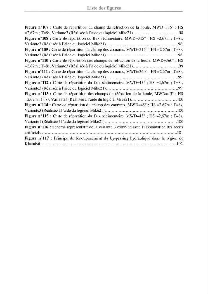 Etude hydrosédimentaire du rivage de Khemisti: application de la modelisation numérique en domaine bidimensionnel par un logiciel de calcul MIKE 21