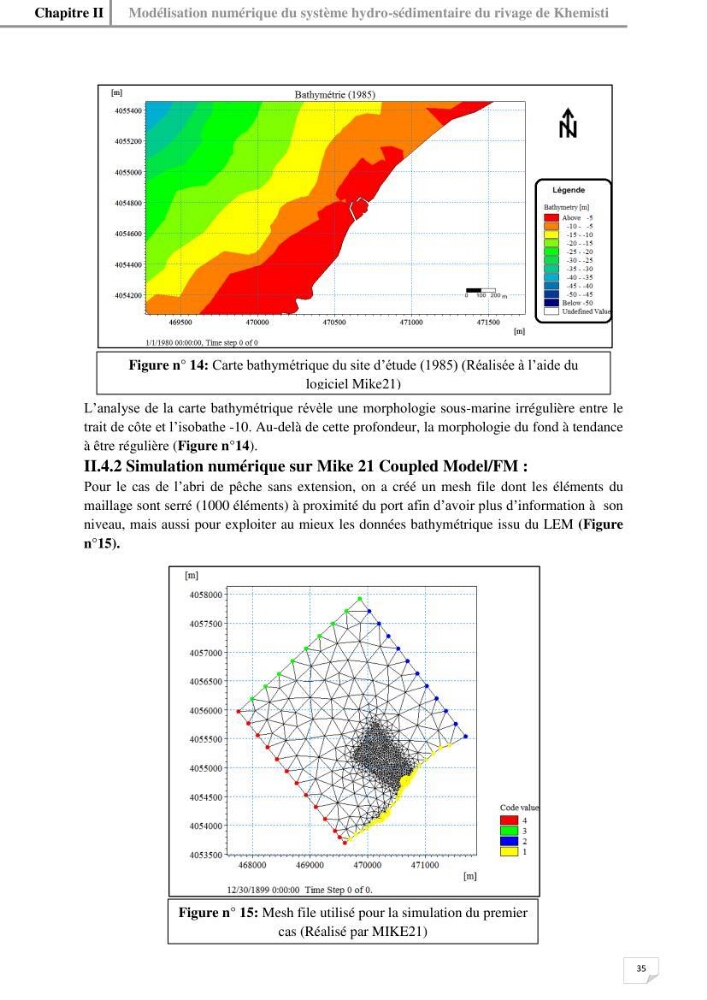 Etude hydrosédimentaire du rivage de Khemisti: application de la modelisation numérique en domaine bidimensionnel par un logiciel de calcul MIKE 21