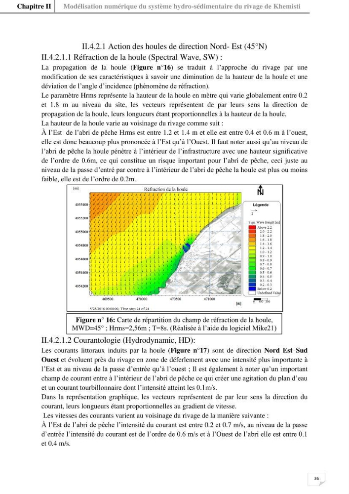 Etude hydrosédimentaire du rivage de Khemisti: application de la modelisation numérique en domaine bidimensionnel par un logiciel de calcul MIKE 21