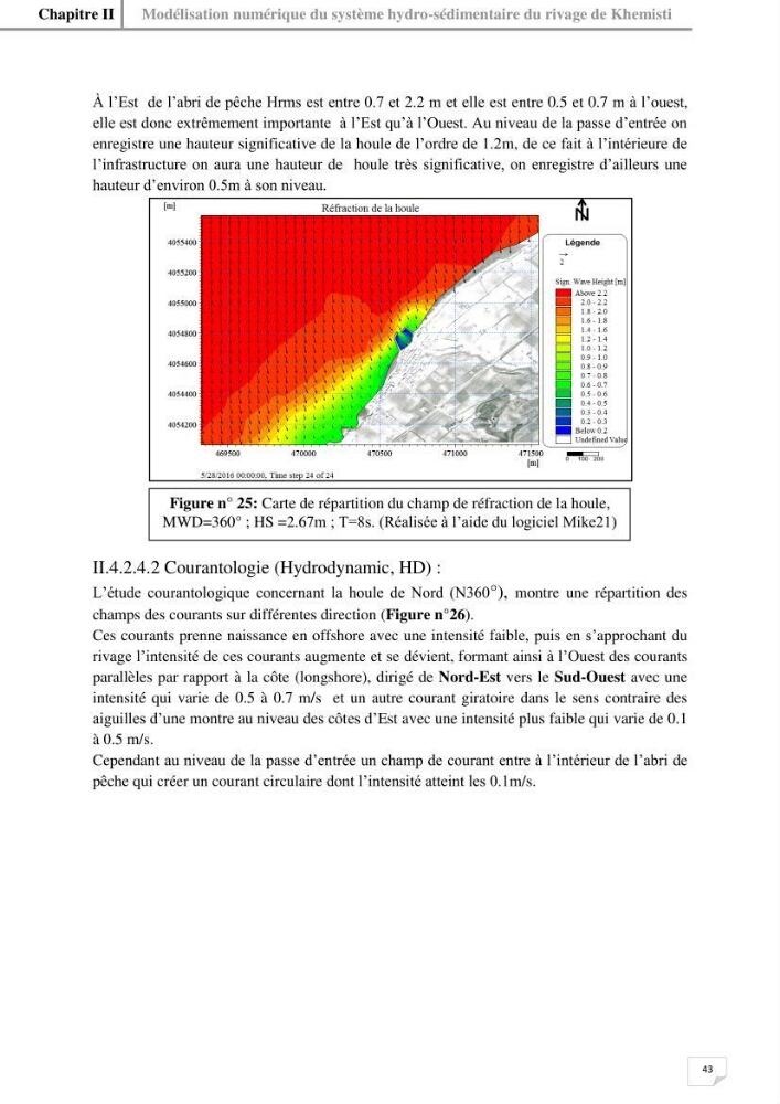 Etude hydrosédimentaire du rivage de Khemisti: application de la modelisation numérique en domaine bidimensionnel par un logiciel de calcul MIKE 21