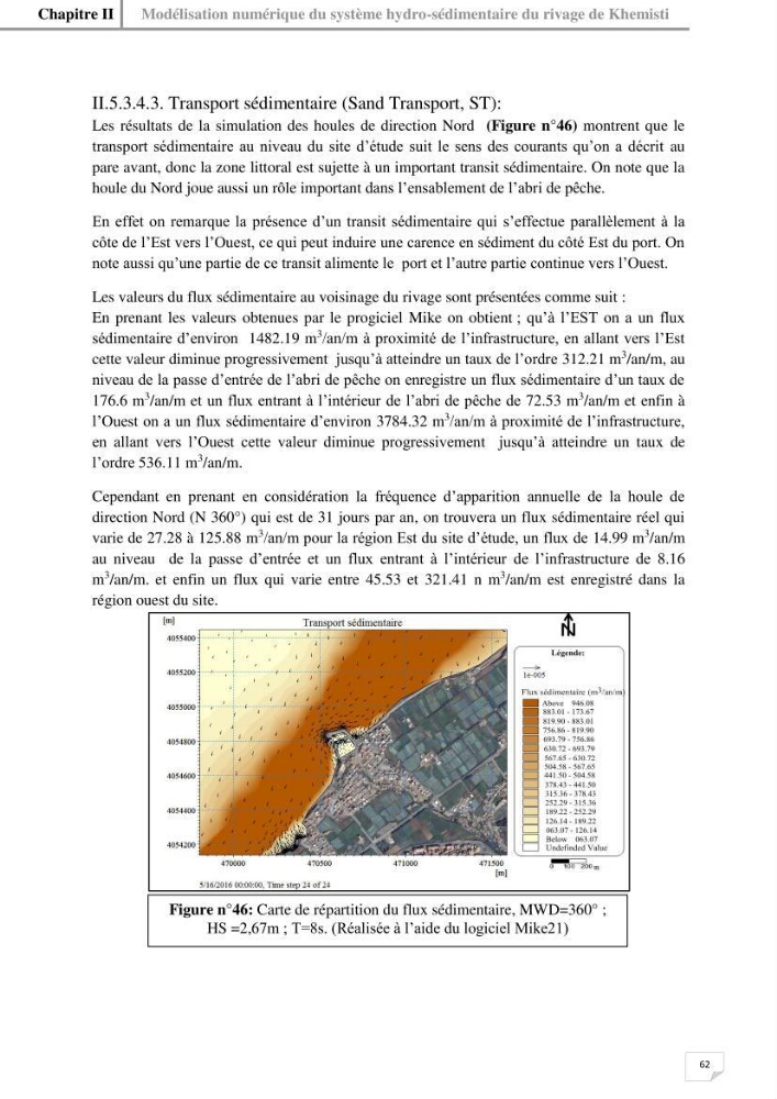 Etude hydrosédimentaire du rivage de Khemisti: application de la modelisation numérique en domaine bidimensionnel par un logiciel de calcul MIKE 21