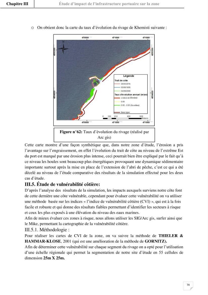 Etude hydrosédimentaire du rivage de Khemisti: application de la modelisation numérique en domaine bidimensionnel par un logiciel de calcul MIKE 21