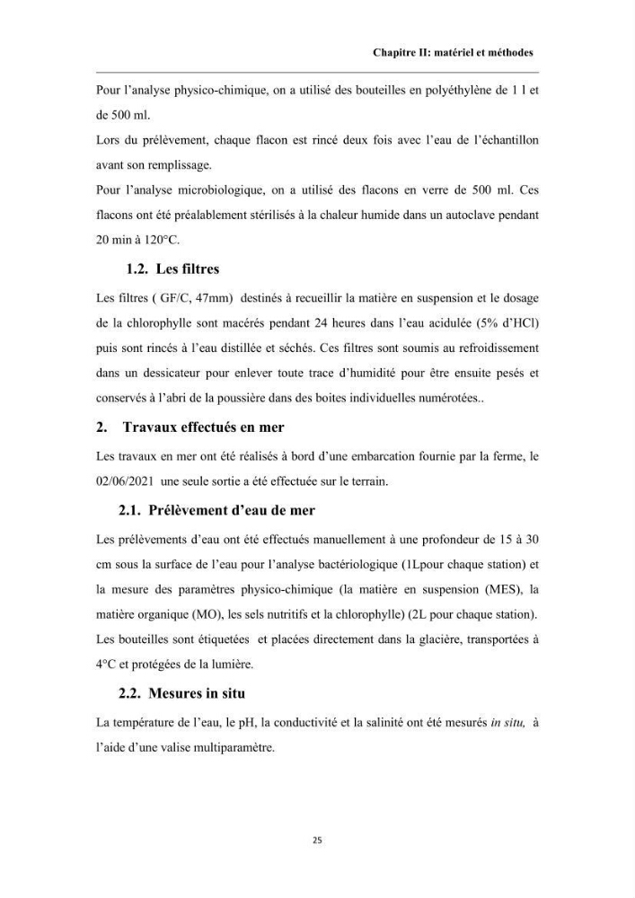 Contribution à l’évaluation de la qualité environmental d’une ferme aquacole