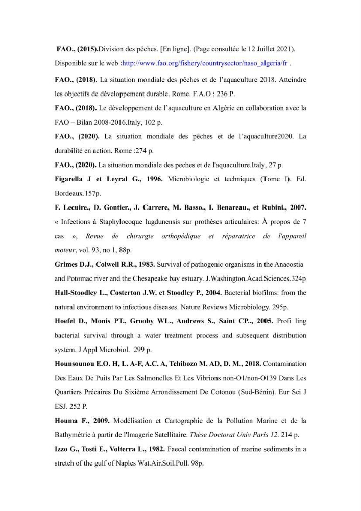Contribution à l’évaluation de la qualité environmental d’une ferme aquacole