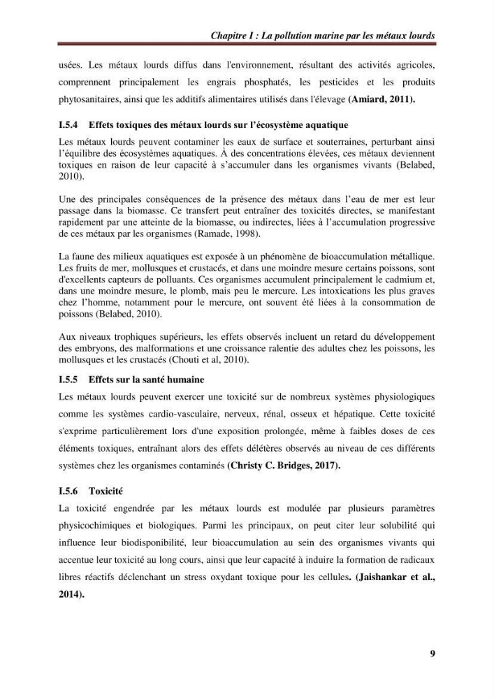 Estimation de la contamination par certains métaux lourds au niveau de la chair d\'un poisson d\'élevage