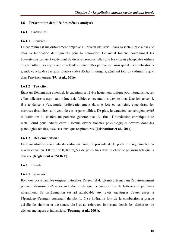 Estimation de la contamination par certains métaux lourds au niveau de la chair d\'un poisson d\'élevage