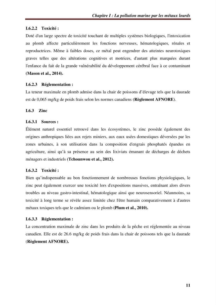 Estimation de la contamination par certains métaux lourds au niveau de la chair d\'un poisson d\'élevage