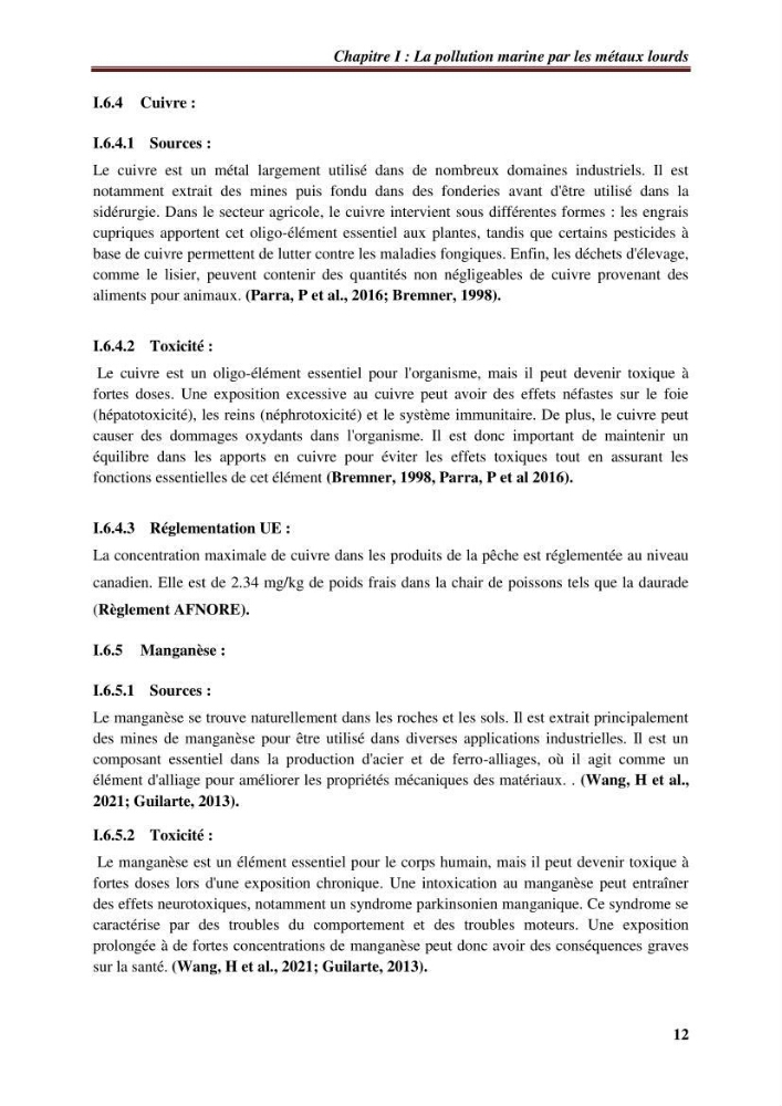 Estimation de la contamination par certains métaux lourds au niveau de la chair d\'un poisson d\'élevage